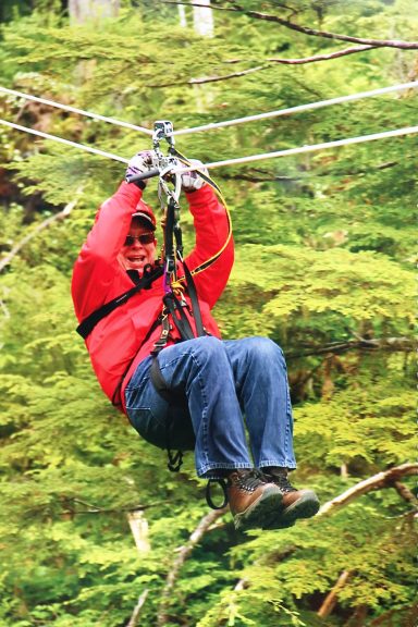 Zip lining in Alaska